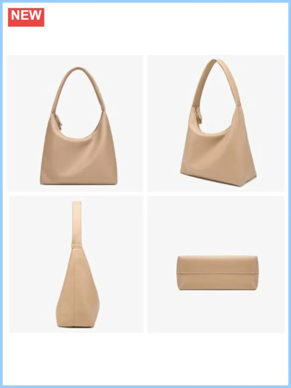 Soft PU Leather Hobo Bag Crescent Shoulder Bag Slouchy Tote Purse
